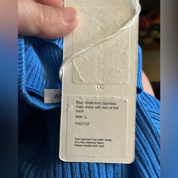 NWT Anna October-PARIS BREAKFAST OPEN-BACK RIBBED-KNIT MAXI DRESS. Size L - Picture 5 of 8